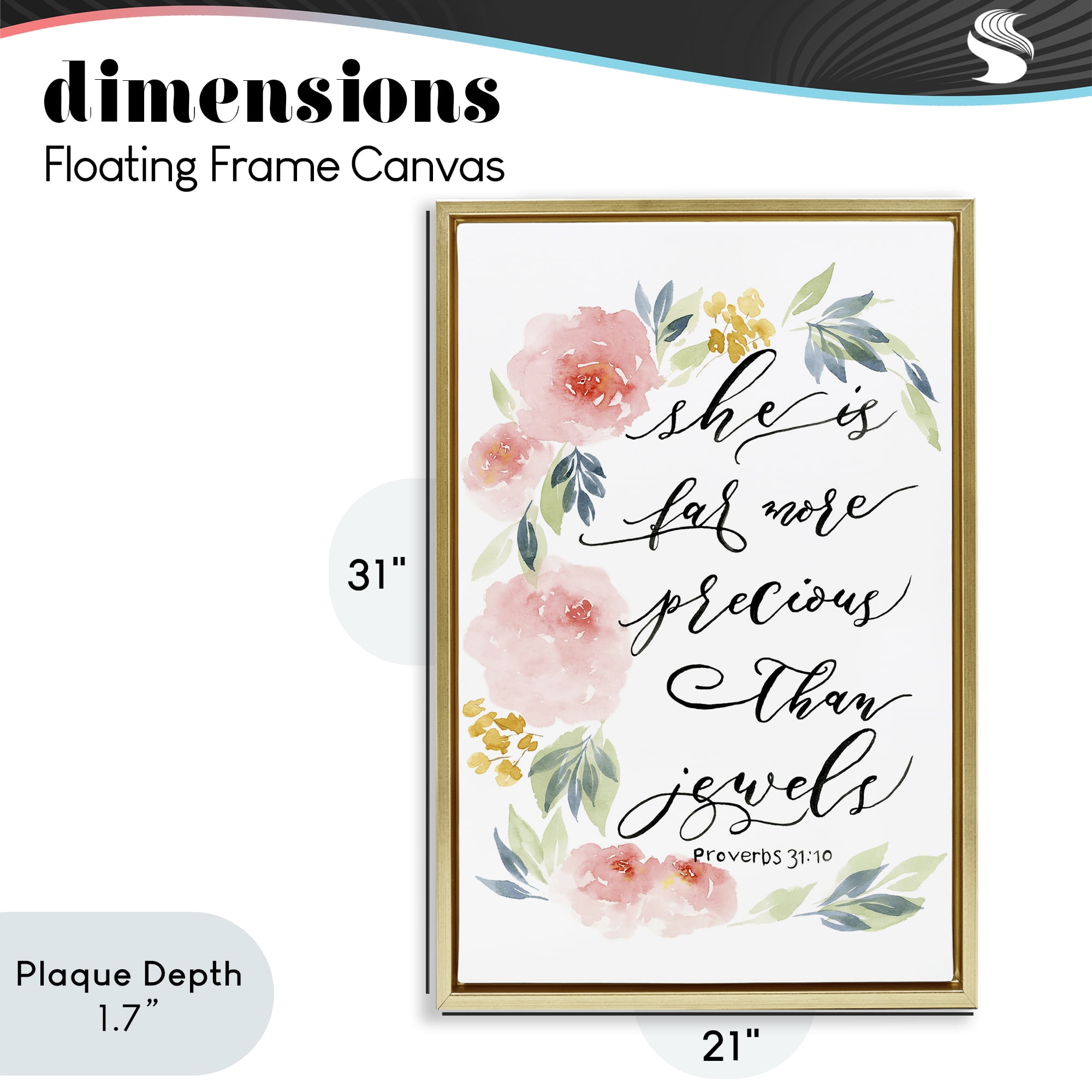 Stupell Industries Far More Precious Than Jewels Gold Framed Floater Canvas Wall Art, design by Lucille Price