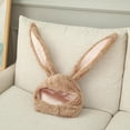thumbnail image 1 of VONKY Cute Rabbit Hat with Adjustable Ears Warm Animal Soft Plush Light Brown 55cm 1Set, 1 of 6