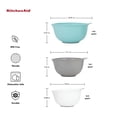 thumbnail image 3 of KitchenAid Universal Set of 3 Plastic Mixing Bowls Aqua Blue, Gray and White, 3 of 7