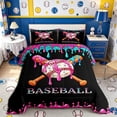 thumbnail image 2 of Meiyoeat Sport Baseball Full Size Comforter Sets 3-Piece,Ice Cream Drip Bedding Comforter Set,Pink Blue Black,Reversible,1 Comforter and 2 Pillowcases,1 Comforter and 2 Pillowcases, 2 of 6