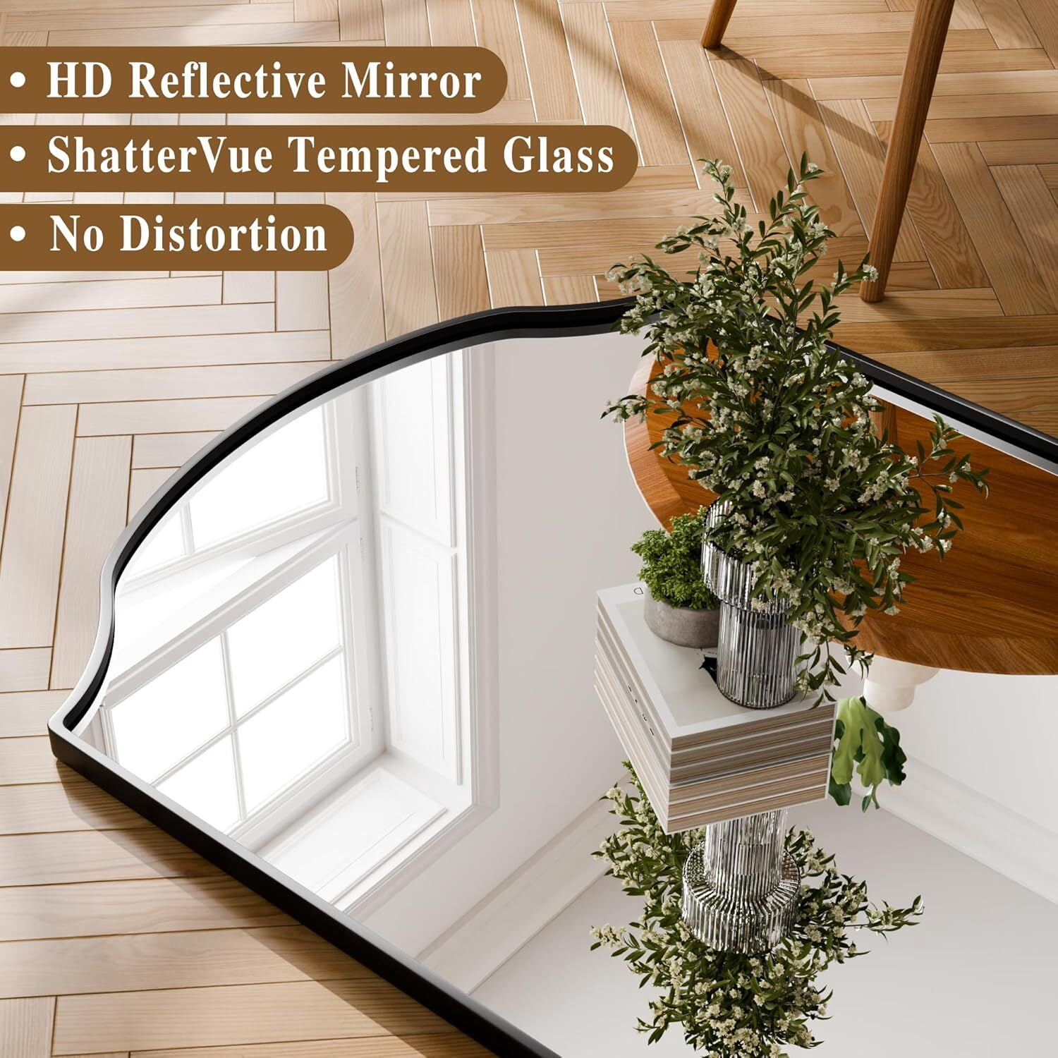 Lumora 24"x65" Arched Full Length Dressing Mirror Floor Standing Mirror Wall Mounted, Black