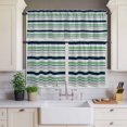 thumbnail image 3 of Kitchen Window Curtains Valance and Tier Set, Modern Minimalist Stripe Rod Pocket Tier Curtain Valance Set, Abstract Navy Blue Green Grey Line Light Filtering Cafe Curtains for Bedroom Living Room, 3 of 9