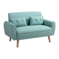 thumbnail image 2 of Walsunny Small Modern Loveseat Sofa, Upholstered Fabric Love Seat with Linen Cushions, Compact and Stylish for Small Spaces, Living Room, Bedroom, Office,Green, 2 of 8