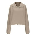 thumbnail image 4 of Diufon Womens Cropped Sweatshirt High Neck Long Sleeve Pullover Tops Half Zip Fall Winter Fleece Sweatshirts, 4 of 5