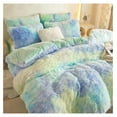 thumbnail image 3 of TiaGOC Fluffy Tie Dye Comforter Cover Queen Set，Faux Fur Comforter Set 3 Pieces(1 Fluffy Duvet Cover +2 Shaggy Pillowcases) Faux Fur Tie Dye Bedding Sets Queen,Solid Color (Tie Dye Sage Green, Queen), 3 of 9