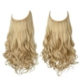 thumbnail image 1 of Nvzi Extensión de cabello invisible con hilo de pescar, fibra sintética larga ondulada y rizada, extensión de cabello ajustable estilo diadema, 16 pulgadas, color beige, 1 pieza, estilo A, 1 of 5
