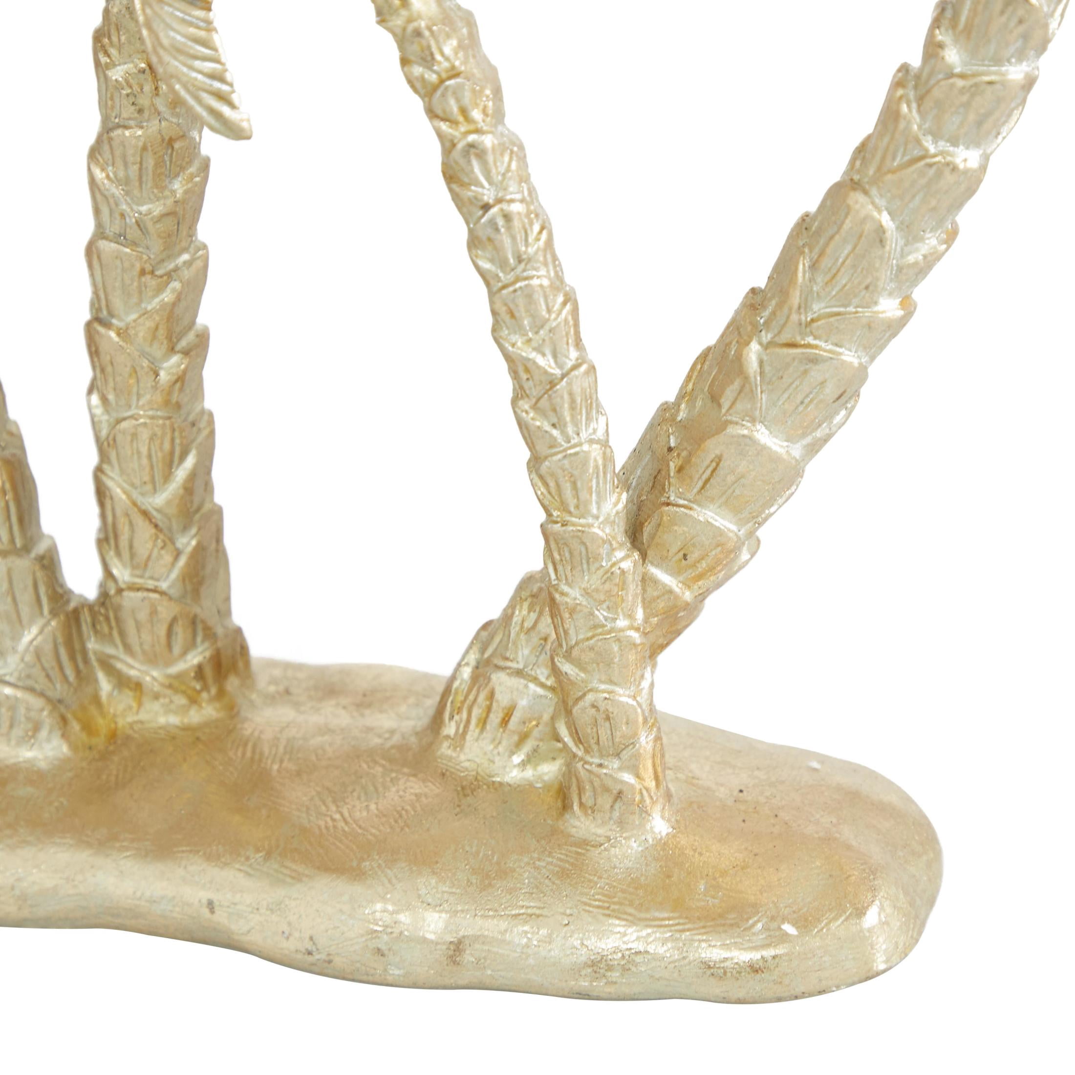 15" x 16" Gold Polyresin Palm Tree Sculpture, by DecMode