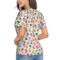 thumbnail image 3 of Honeii Tulips Flowers Print Women's Classic V-Neck T-Shirt,Womens Fashion Tops,Stylish Everyday Top for Women, Casual Summer Spring Outfits Clothes-XX-Large, 3 of 5