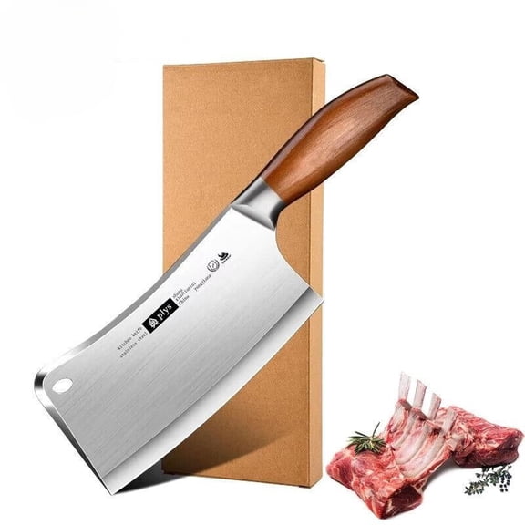 Hand Forged Kitchen Chef Knife Cleaver, Versatile Professional Knife for Home and Commercial Kitchens Blade Meat Steel Wooden Grills