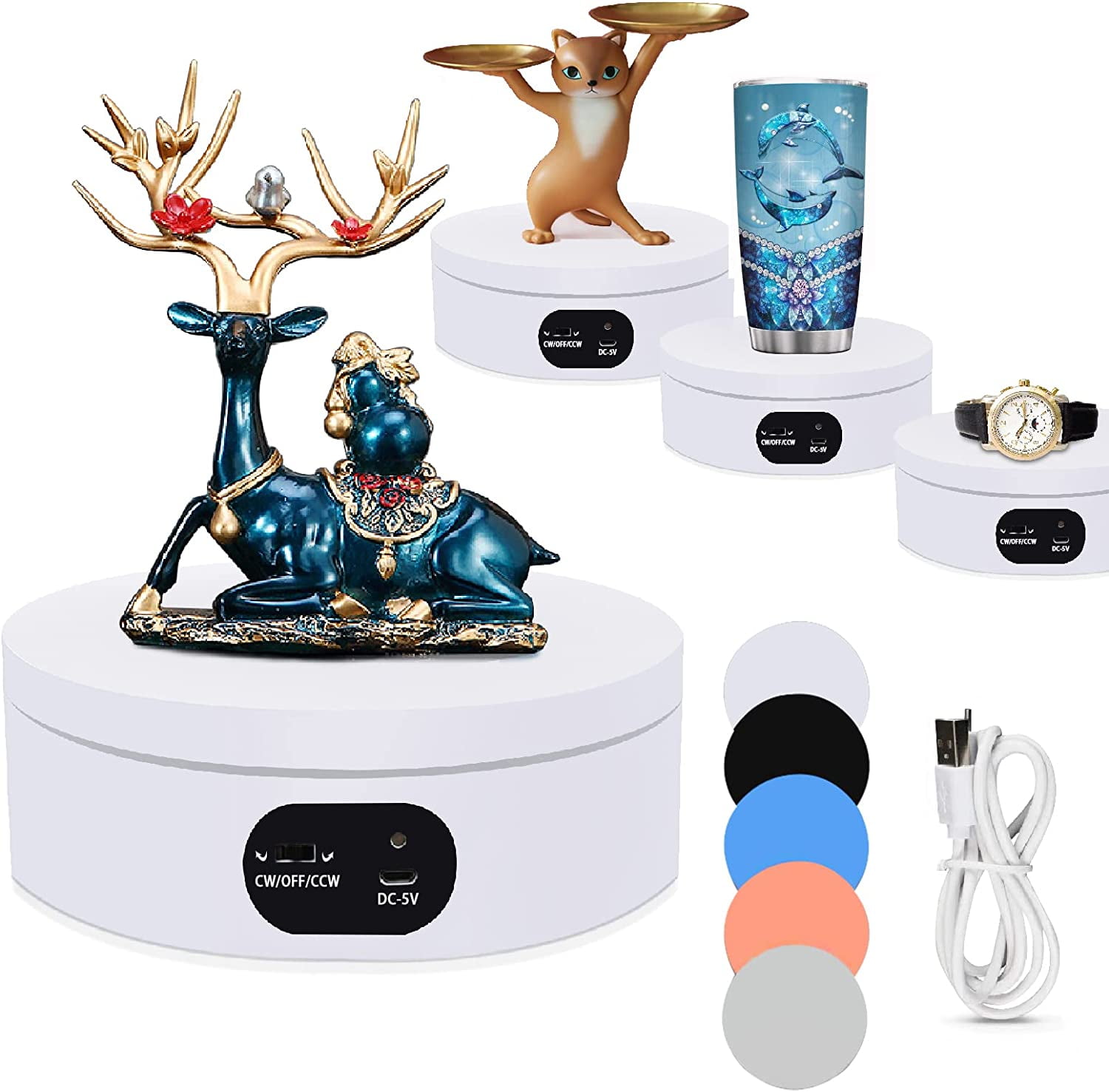 Electric Rotating Display Stand.360°Automatic Mute Photography Rotating Turntable Stand,Cup