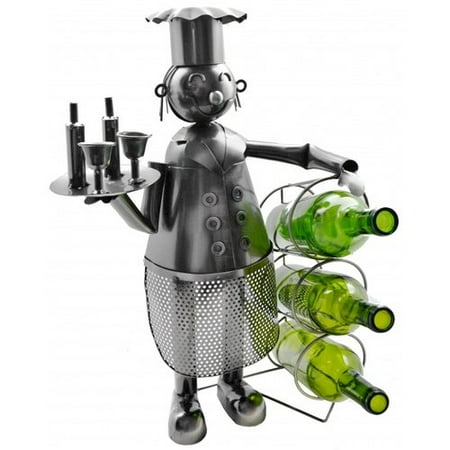 - Wine Bodies Chef Holding 3 Bottles Tabletop Wine Rack