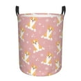 thumbnail image 2 of LNWH Waterproof Laundry Basket with Handles, Cartoon Kawaii Corgi Pink Background Pattern Foldable Laundry Hamper, Small Size, 2 of 8