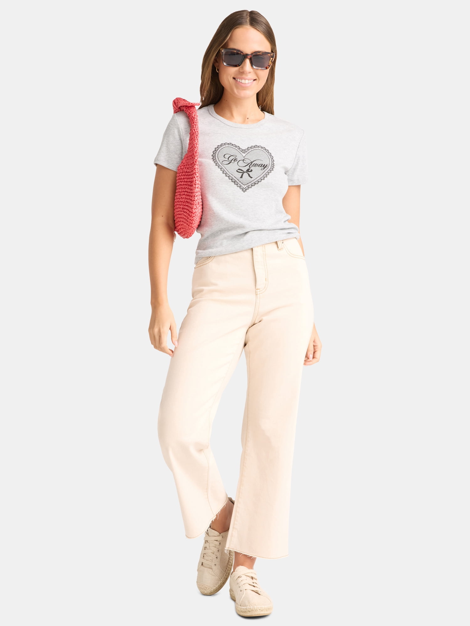 Cactus and Pearl Women's Go Away Graphic Tee with Short Sleeves, Sizes XXS-XXL
