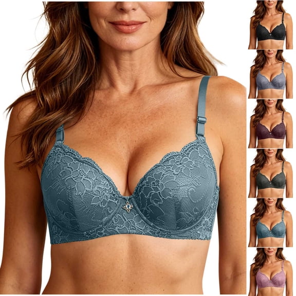 Pretxorve Lace Bras for Women Solid Plus with Underwire Breathable Uplift Bra Sizes 36-46