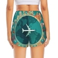 thumbnail image 2 of Lsque Around The Planet Printed Women's Running Shorts with Liner Pockets,Elastic Quick Dry Workout Athletic Gym Yoga Shorts,Womens High Waist Shorts-X-Large, 2 of 9