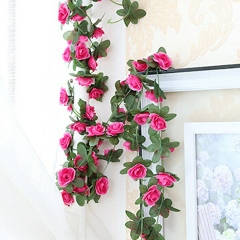 Ludlz Artificial Rose Vines Fake Silk Flowers Rose Garlands
