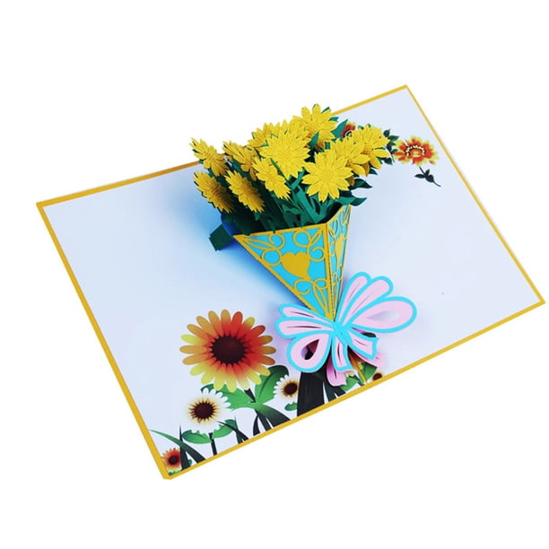 Muyoka Tarjeta emergente de flores con sobre Tarjeta de felicitación de flores 3D Exprese sus deseos Tarjetas de flores estereoscópicas Tarjetas de felicitación creativas Exquisitas tarjetas de agrade Muyoka Hogar