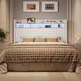 thumbnail image 5 of Amolife King Size Bed Frame, Platform Bed with RGB LED Lights & Charging Station, Velvet Wingback Headboard, Easy Assembly, No Box Spring Needed, White, 5 of 11