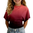 thumbnail image 3 of Girls Tshirts Summer Tops Short Sleeves Solid Color Tees Casual Crew Neck Basic Tees for Kids Hot Pink 7-8years, 3 of 5