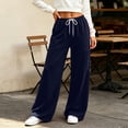 thumbnail image 6 of YHAJDS Women Straight Wide Leg Joggers Comfort Loose Fit Elastic Waist Solid Color Outdoor Casual Bottoms With Side Pockets, 6 of 8
