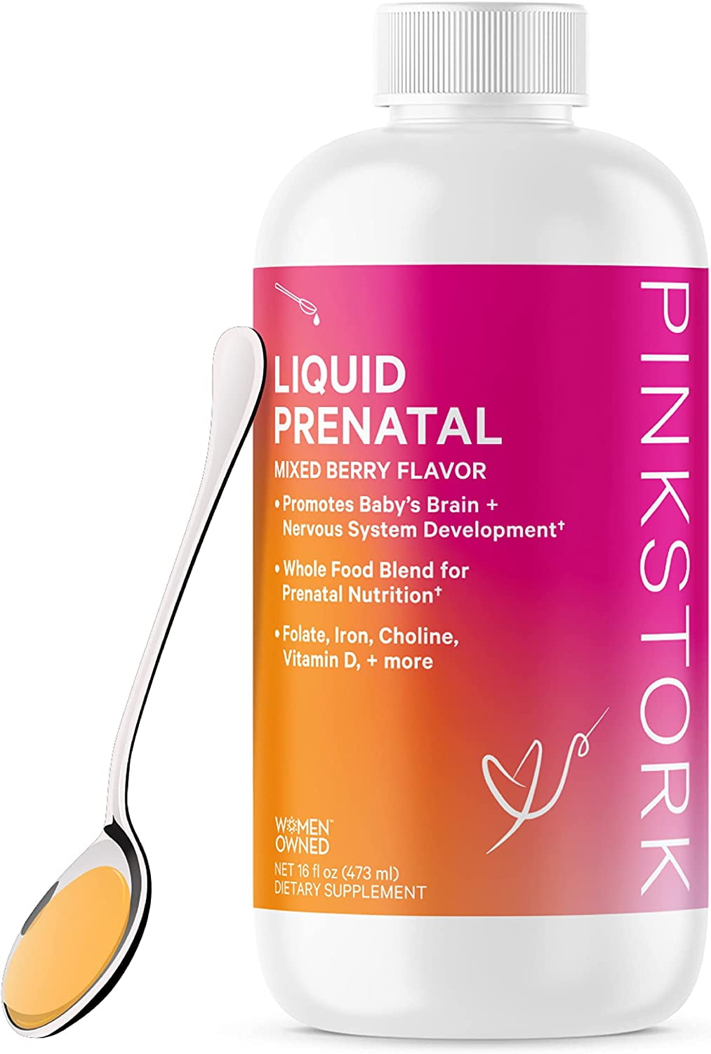 Pink Stork Liquid Prenatal Vitamin Organic Whole Food Blend, Folate
