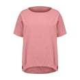 thumbnail image 4 of Gyedtr Tops For Women Going Out Tops For Women Fashion Women Summer Solid Top Round-Neck Short Sleeve Side Slit Casual T-Shirt Blouse Womens Plus Size Tops OnXXXXL(4XL), 4 of 8