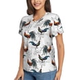 thumbnail image 2 of Zufioo Cool Chicken Print Women's Classic V-neck T-shirt, V-neck Short-sleeved Tops Home Wear, Suitable for Daily Life, Work, Outdoors-3X-Large, 2 of 8