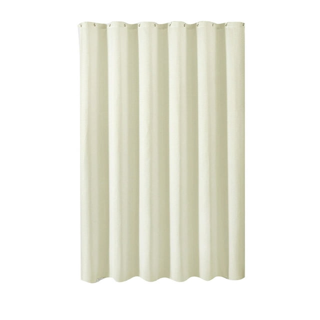 Crochets de Rideau de Douche Rideau de Douche en Tissu Teck Tissu Tissé Tissu Robuste Hôtel Polyester Lesté Ensemble de Rideau de Douche avec 12 Crochets en Plastique pour Salle de Bain Rideaux de Douche pour Salle de Bain
