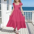 thumbnail image 2 of LIIPEE Girls Dresses Casual Summer Elegant Solid Color Square Neck Sleeveless Backless Party Dress Comfortable Breathable Soft Cute Daily Flowy Dresses,Hot Pink,14-15 Years, 2 of 5