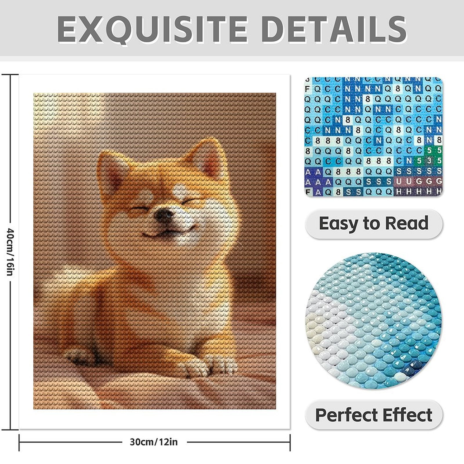 Diamond Art Kits for Adults - 5d Adorable Smiling Shiba Inu Dog Diamond Painting for Adults, Diamond Art for Adults Beginners, Diamond Painting Kits for Adults for Home Wall Decor