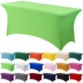 thumbnail image 1 of GFDYREE Spandex Tablecloth 4FT Stretch Table Cover Fitted Rectangular Tables, Universal Stretch Patio Table Cloth for Wedding, Banquet, Party and Event（Grass Green, 4FT, 1 of 7