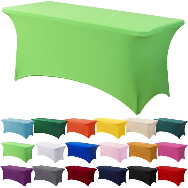 GFDYREE Spandex Tablecloth 4FT Stretch Table Cover Fitted Rectangular Tables, Universal Stretch Patio Table Cloth for Wedding, Banquet, Party and Event(Grass Green, 4FT