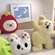 thumbnail image 5 of Almohada de flores para mujer, cojín de animales de peluche, arcoíris, aro floral, conejito, decoración de sofá, Kawaii, gato, oso, navidad, 5 of 5