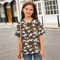 thumbnail image 4 of Girls Oversized Tie-Dye T-Shirt Brown Brushstroke Print Loose Short Sleeve Soft Stretchy Tee for Ages 6-14,Size 10 T, 4 of 9