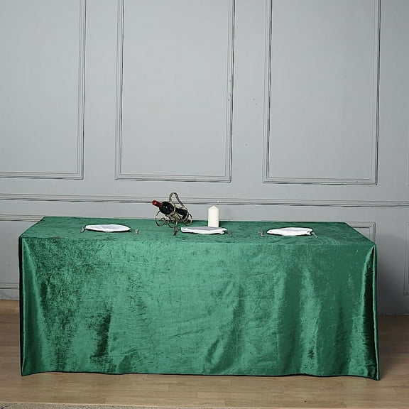 Balsa Circle 90" x 156" Hunter Green Rectangular Premium Velvet Tablecloth Table Linens