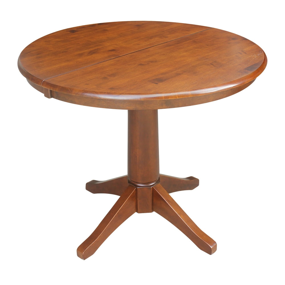 36" Round Pedestal Dining Table with 12" Leaf - Espresso - Walmart.com