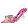 thumbnail image 5 of JENN ARDOR Women's Clear Heels Pointed Toe Kitten Heel Bow Pumps Rhinestone Strap Slingback Wedding Party Dress Shoes, 5 of 5
