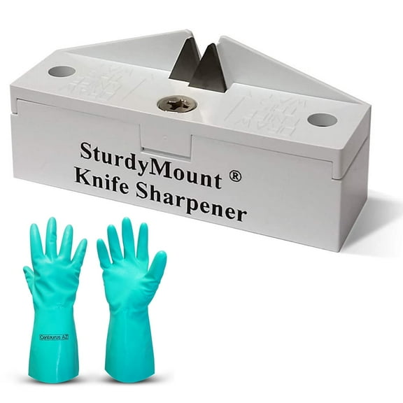 AccuSharp Knife Sharpener for Kitchen, Sturdymount - Available with Centaurus AZ Gloves