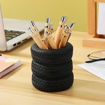 Topbathy 1Pack Black Plastic Pen Holder Pencil Cup for Desk Organizer and Remote Holder