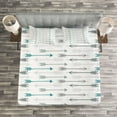 thumbnail image 3 of Ambesonne Retro Quilted Bedspread Set 3 Pcs, Arrow Pattern Horizontal, Queen Size, Grey Teal White, 3 of 3