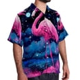 thumbnail image 2 of Starry Sky Flamingo Men's Casual Poplin Printed Button Down Short Sleeve Summer Beach Shirts - Unisex, 2 of 6