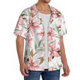 thumbnail image 2 of Kdxio Men's Hawaiian Shirt for Men Short Sleeve Shirt Lilies Flowers Summer Casual Holiday Beach Button Down T-Shirts, 2 of 7