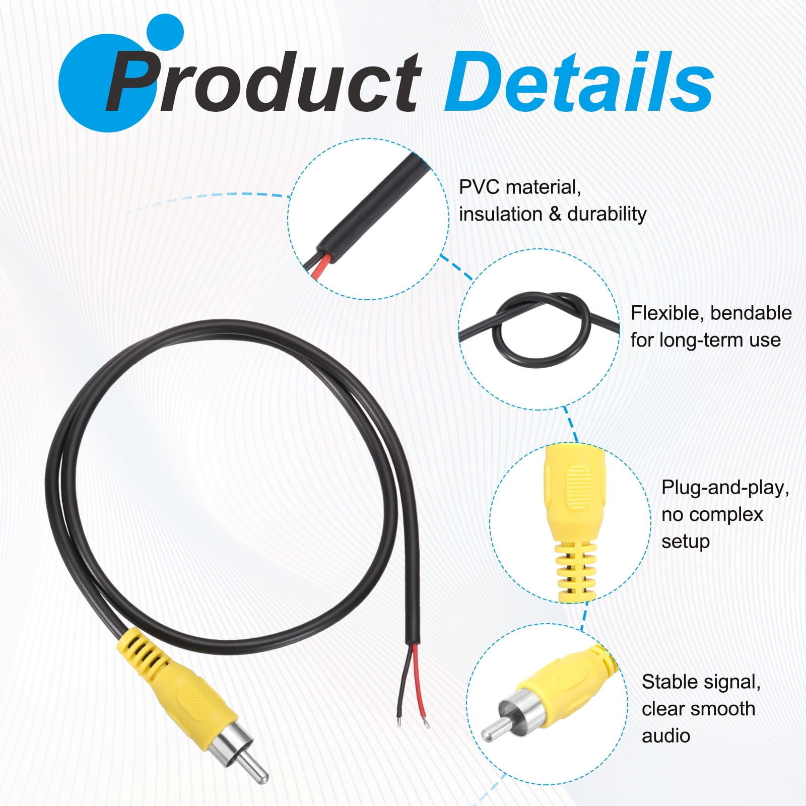 2Set 6.6FT RCA to Bare Wire Speaker Cable, 22AWG Replacement RCA Male Plug to Open End Pigtail Audio Cable Connector Adapter for Amplifier, Home Audio Speakers