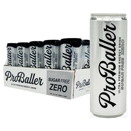 ProBaller Ultra Premium Energy Drink - Citrus Sugar Free ZERO- NSF SPORT CERTIFIED- Natural Clean Energy- Guarna, Ginseng, Essential B-Vitamins- B12 (Methylcobalamin) and more. 12 fl oz (pack of 15)