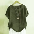 thumbnail image 2 of T Shirts For Women Womens Tops Cotton Linen Shirts Summer Casual Boho Floral Short Sleeve Blouse Oversized Loose Tunic Tops, 2 of 4
