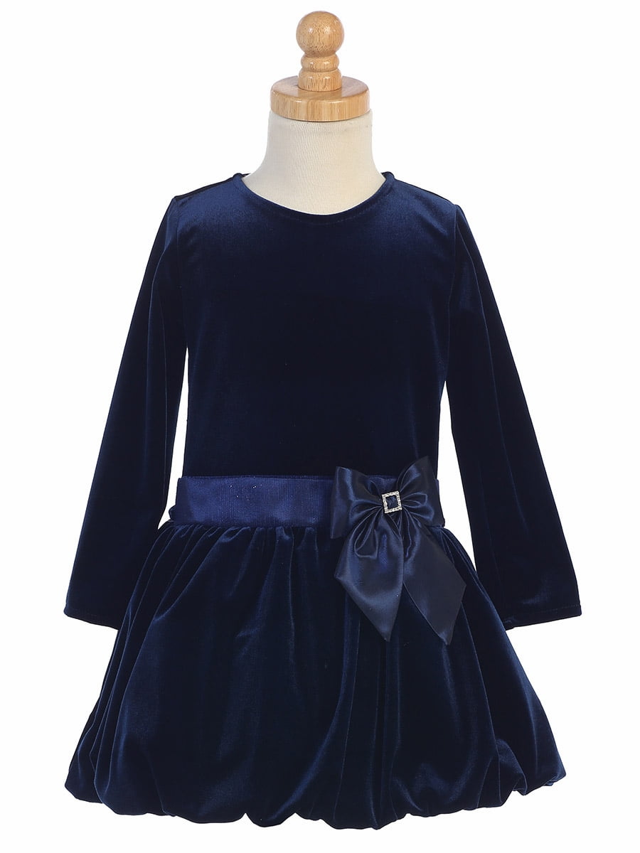 navy velvet girls dress