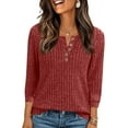 thumbnail image 2 of BLVB Womens V Neck Sweaters 3/4 Sleeve Lightweight Ribbed Knit Pullover Tops Dressy Casual Blouses Fall Fashion Clothes, 2 of 6