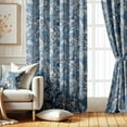 thumbnail image 2 of Vargottam Printed Blackout Curtains - Blue Botanical Design, Set of 2 Panels, 52 x 108 Inches - Room Darkening, Thermal Insulated Window/Door Drapes with Grommets, 2 of 9