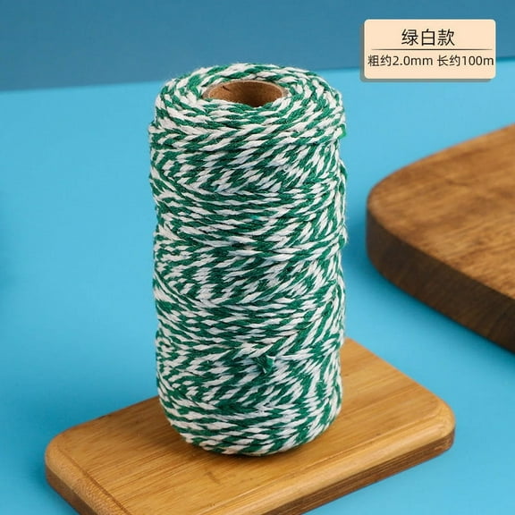 ERDOUY Green and White Twine String, 328 Feet Christmas Bakers Twine String, 1.5MM Heavy Duty Packing String for DIY Crafts, Christmas Decoration, Gift Wrapping, Craft Wrapping