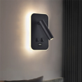 thumbnail image 3 of Lámpara de pared con luz de fondo, carga USB, rotación de 330 grados, lámpara de pared ajustable, lámpara de estudio para mesita de noche, lámpara de lectura, color negro, 3 of 8
